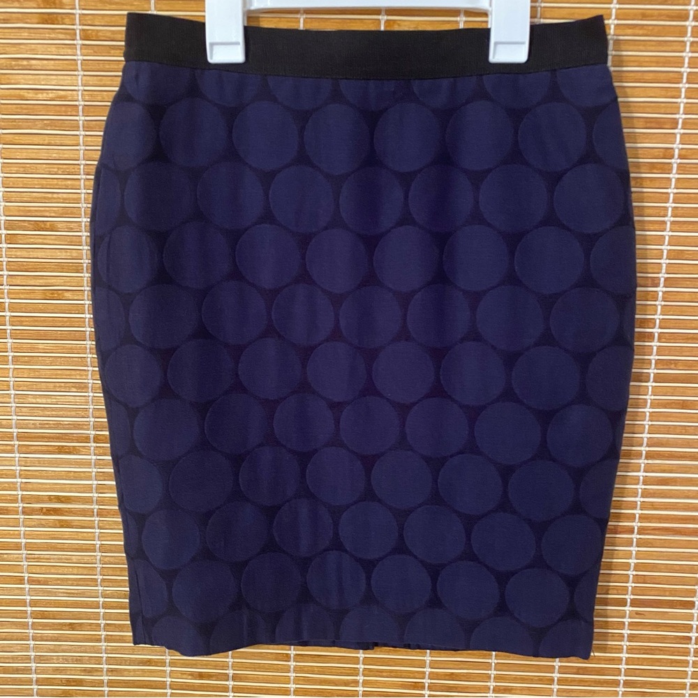 Ann Taylor Navy and Black Circle Pattern Pencil Skirt